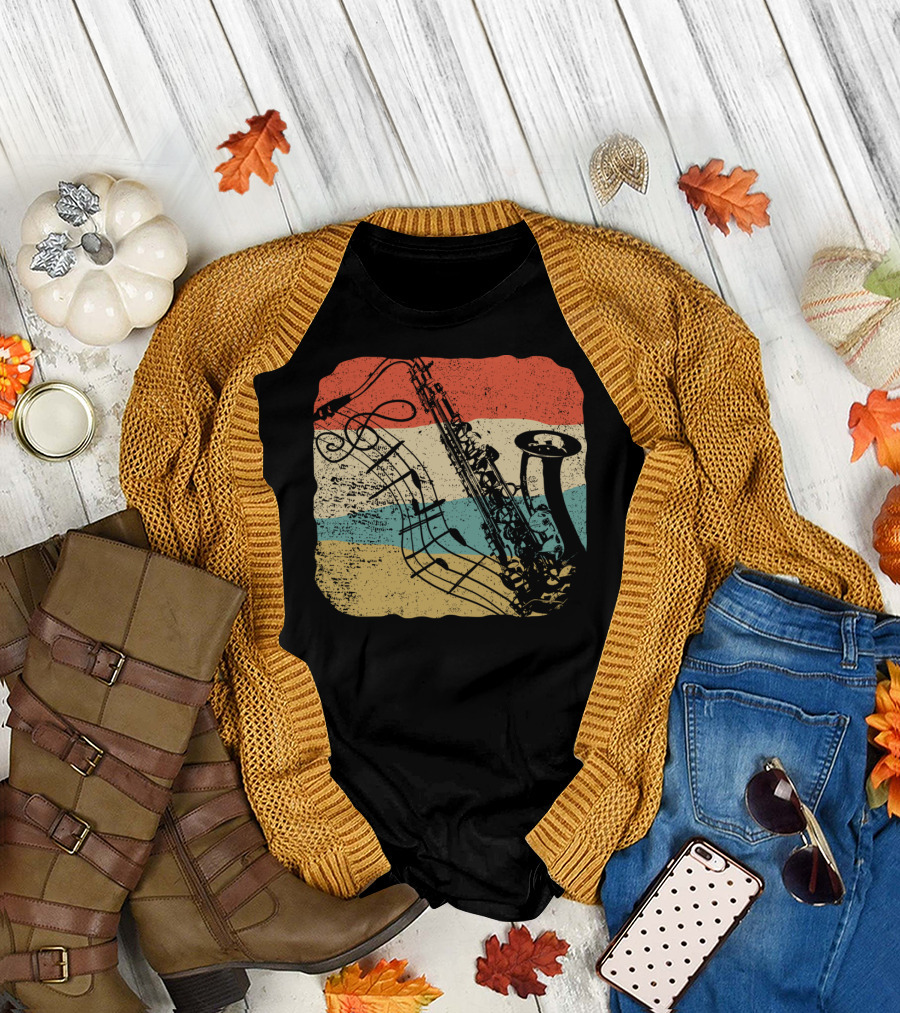 Saxophone Player Jazz Music 70s T-Shirt
