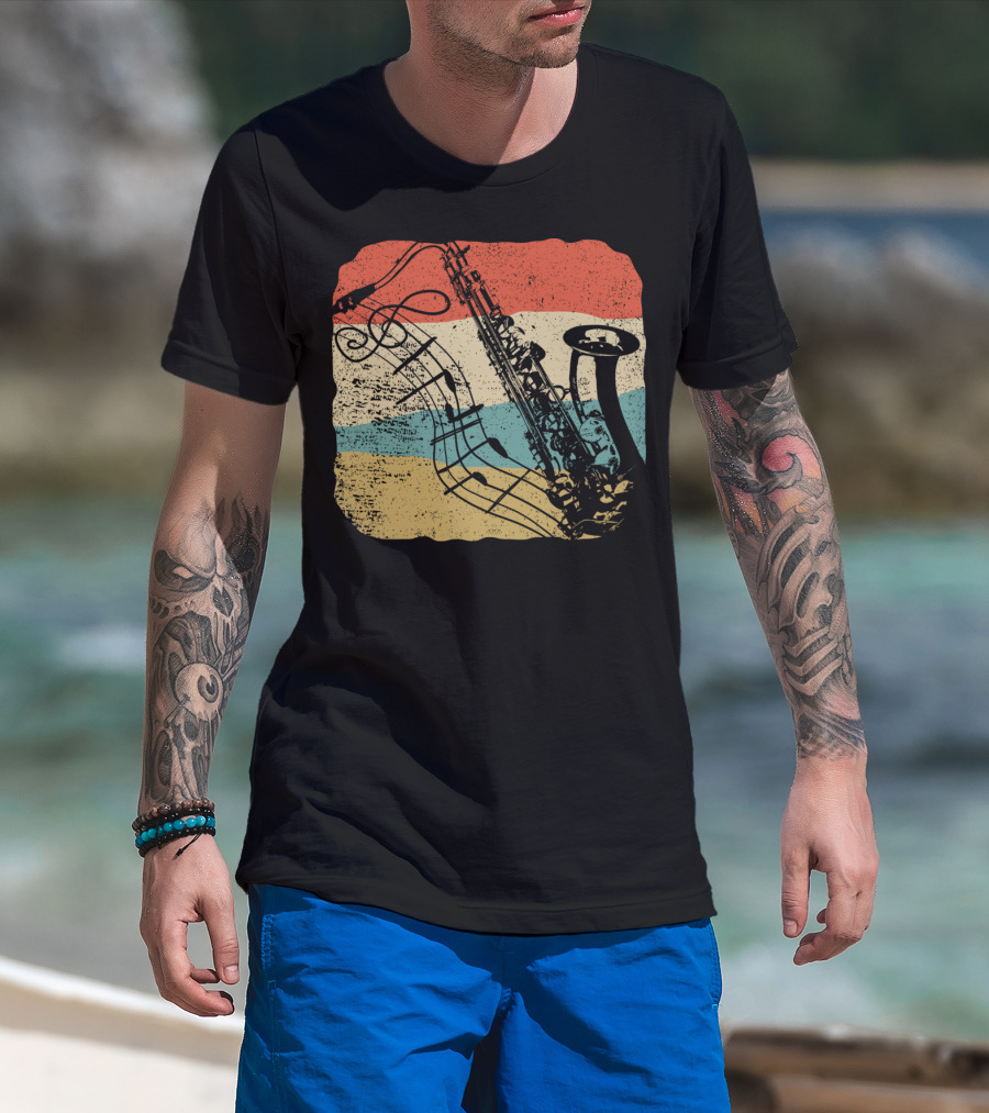 Saxophone Player Jazz Music 70s T-Shirt