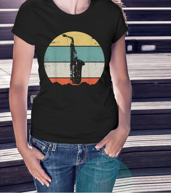 Retro Sunset Saxophone T-Shirt