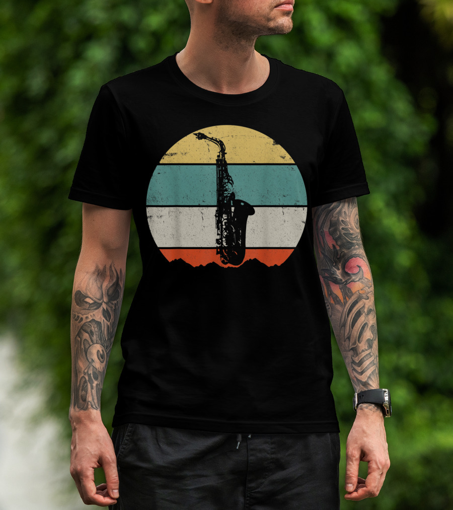 Retro Sunset Saxophone T-Shirt