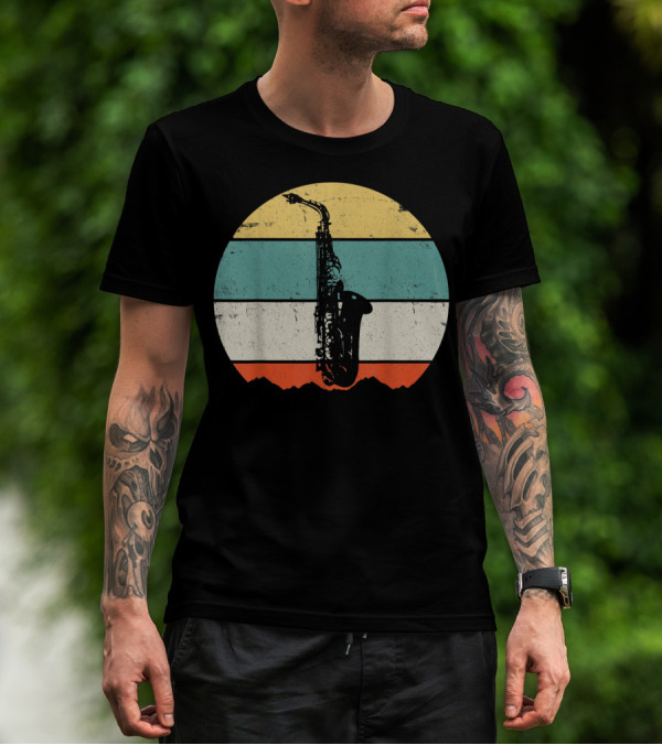 Retro Sunset Saxophone T-Shirt