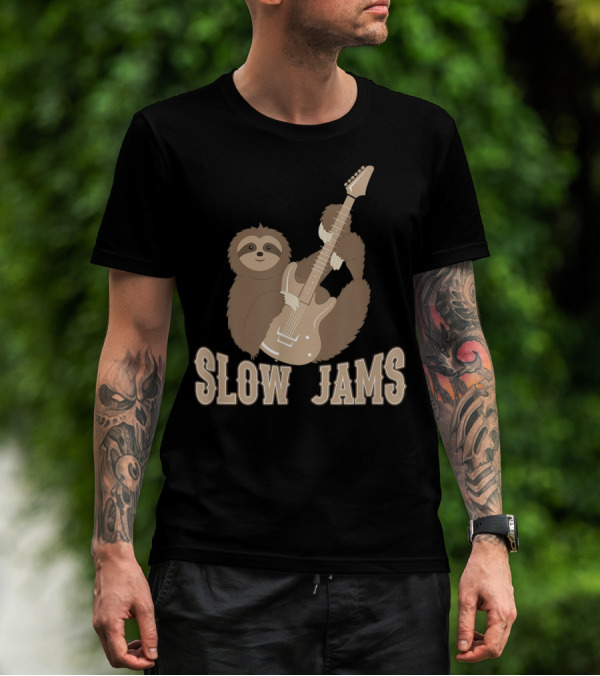 Slow Jams Sloth Fun Bass Guitar Chilled T-Shirt