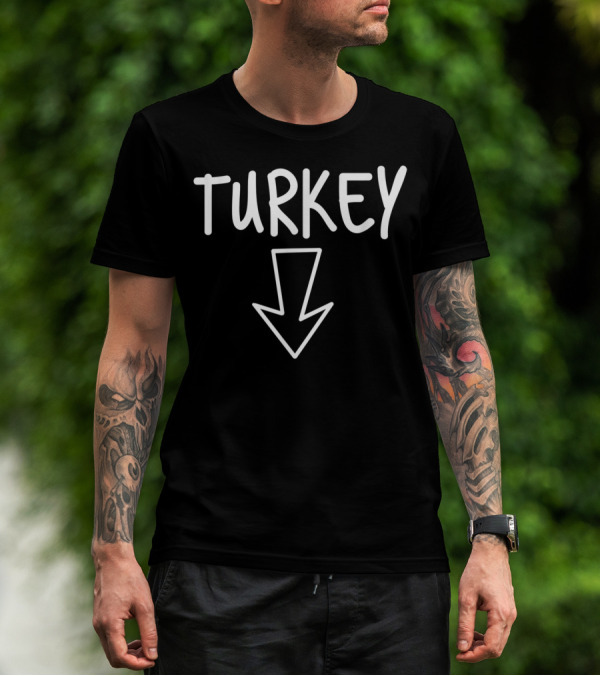 Turkey Down Arrow Thanksgiving Baby Announcement T-Shirt