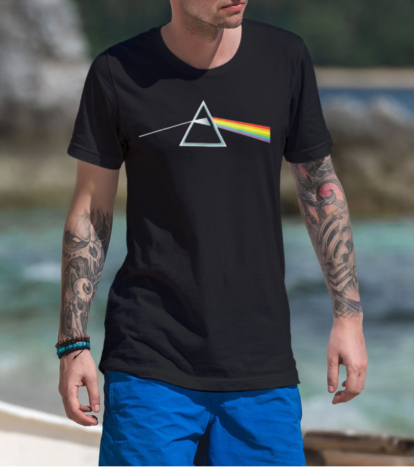 The Wall Prism Refraction Pink Floyd Dark Side Of The Moon Rainbow T-Shirt