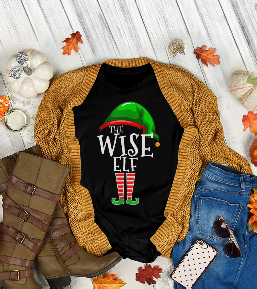 The Wise Elf Green Hat Red Striped Legs Family Matching Group T-Shirt