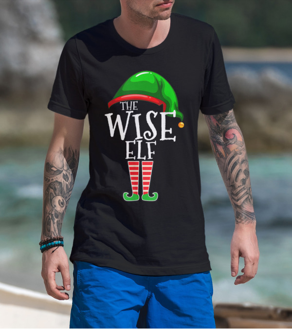 The Wise Elf Green Hat Red Striped Legs Family Matching Group T-Shirt