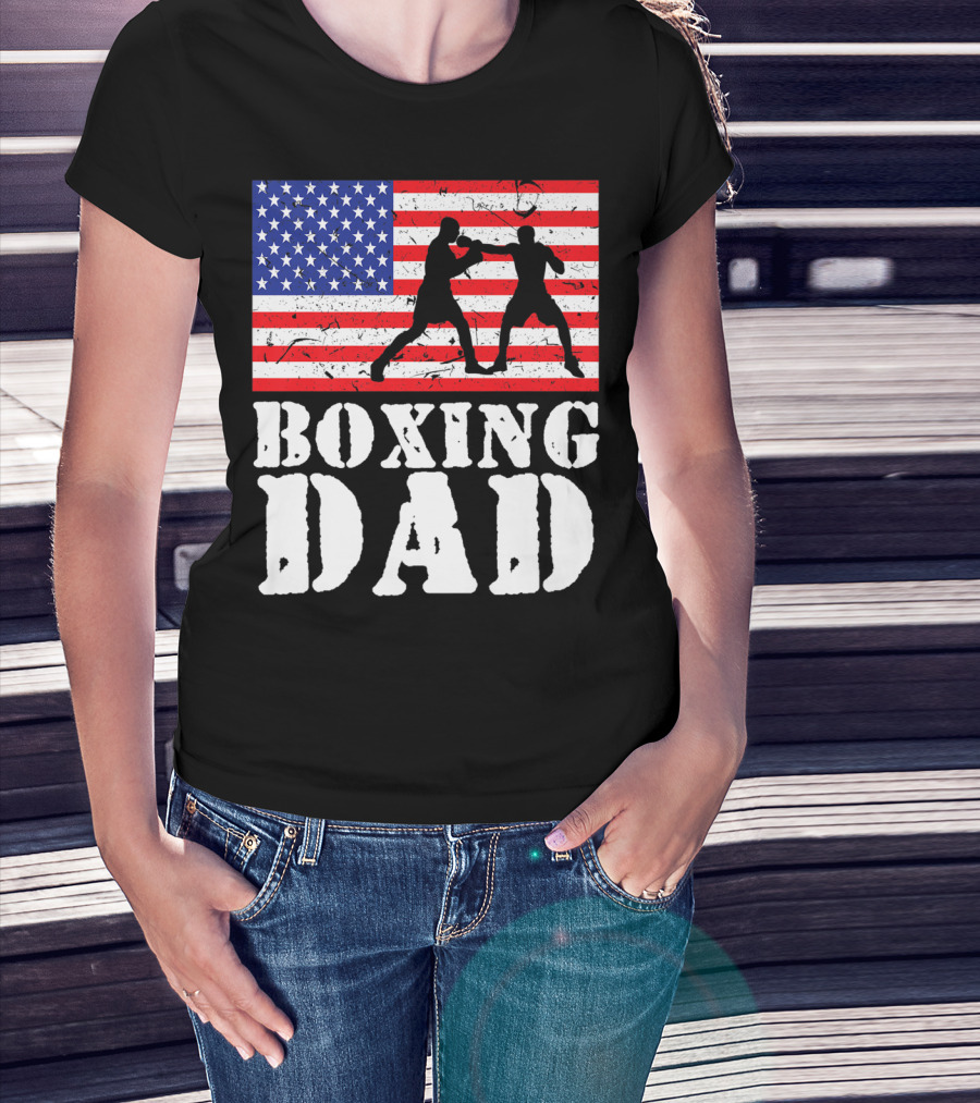 American Flag Boxing Dad T-Shirt