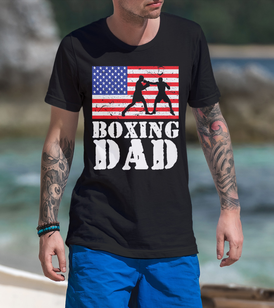 American Flag Boxing Dad T-Shirt