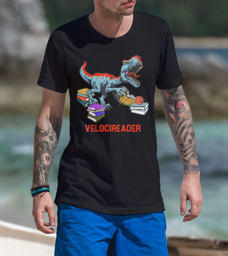 Velocireader Velociraptor Surrounded By Books And Coffee Mug T-Shirt