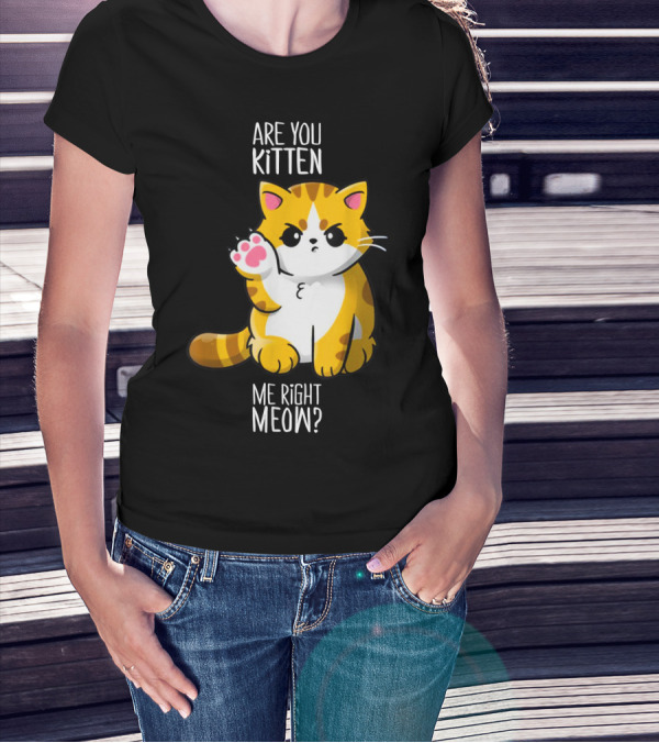 Are You Kitten Me Right Meow Cute Kitty T-Shirt