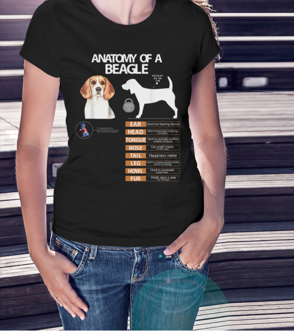 ANATOMY OF A BEAGLE EAR HEAD TONGUE NOSE TAIL LEG HOWL FUR MOM GRANDMA DAD T-Shirt