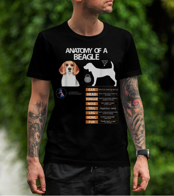 ANATOMY OF A BEAGLE EAR HEAD TONGUE NOSE TAIL LEG HOWL FUR MOM GRANDMA DAD T-Shirt