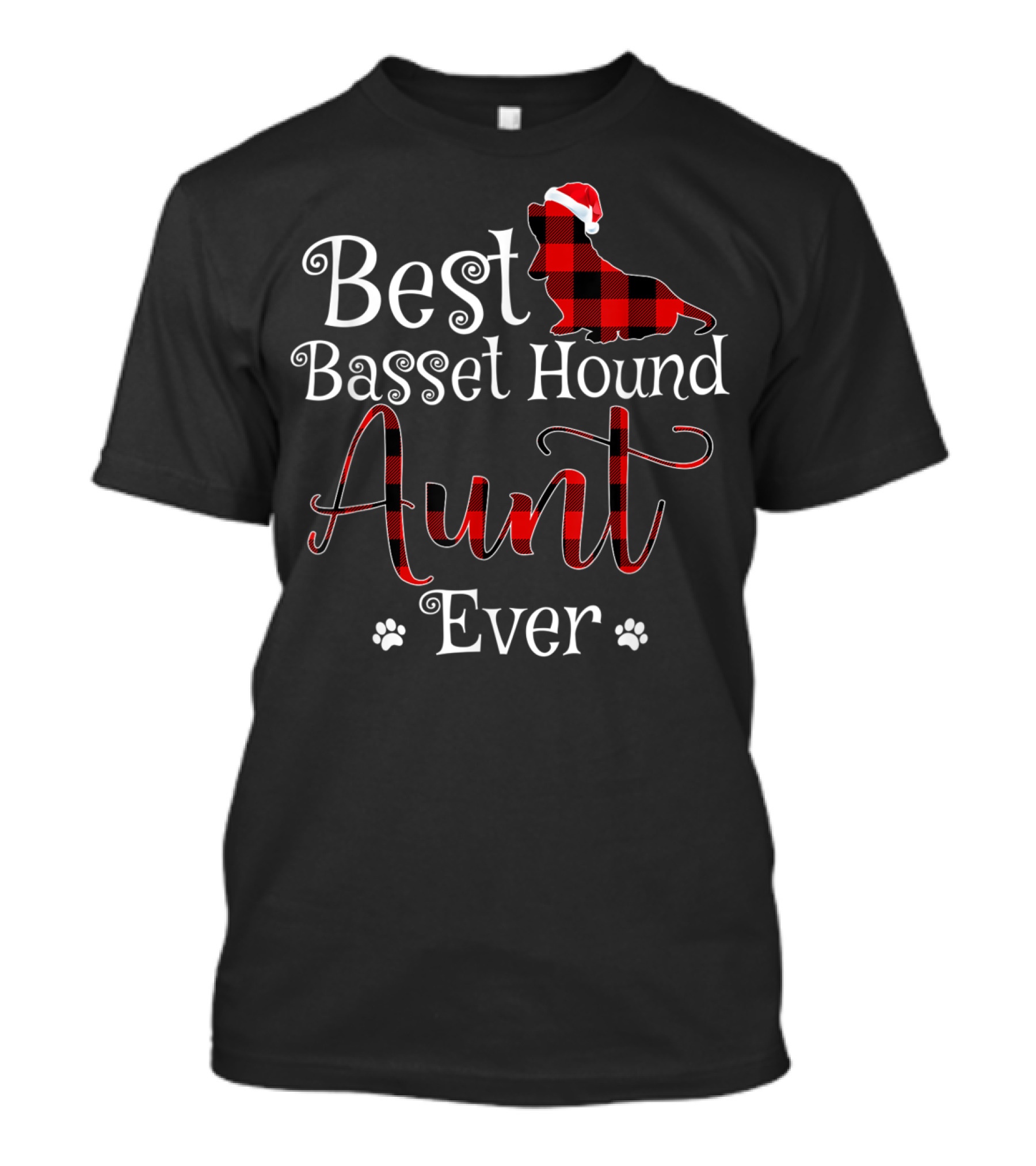 Best Basset Hound Aunt Ever Plaid Christmas Hat T-Shirt