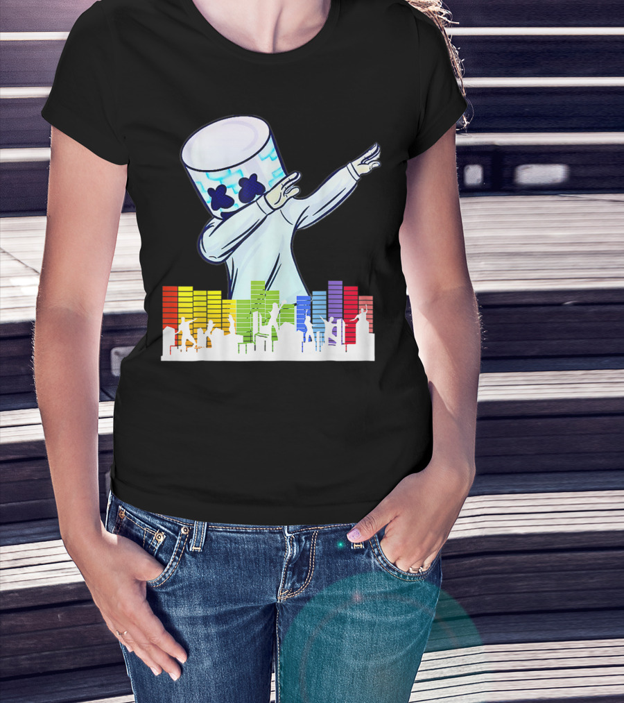 Buy All I Want For Christmas Is Marshmallow With Dancing DJ And Colorful Sound Bars T-Shirt