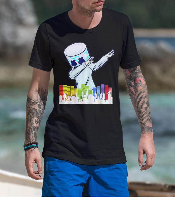 Buy All I Want For Christmas Is Marshmallow With Dancing DJ And Colorful Sound Bars T-Shirt