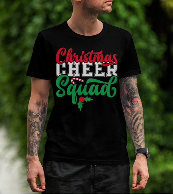 Christmas Cheer Squad Candy Cane Holly Holidays T-Shirt