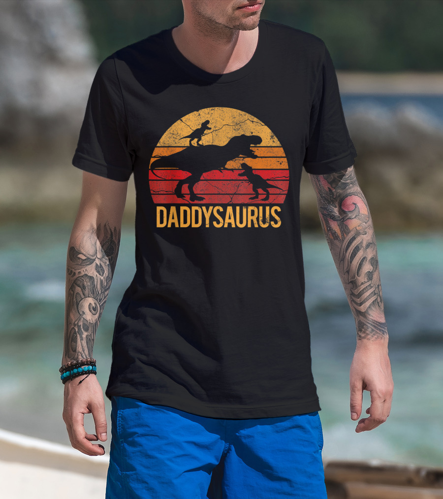 Daddysaurus Dinosaur Daddy Two 2 T-Shirt