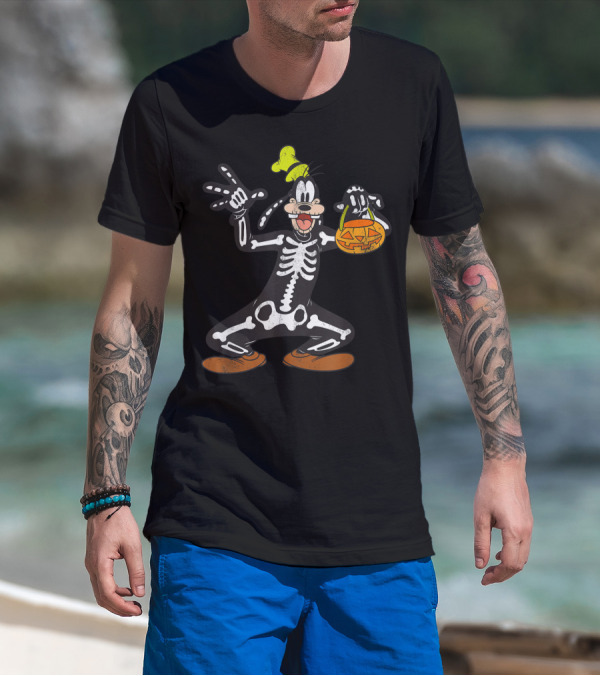Disney Goofy Halloween Skeleton Jack-O'-Lantern T-Shirt