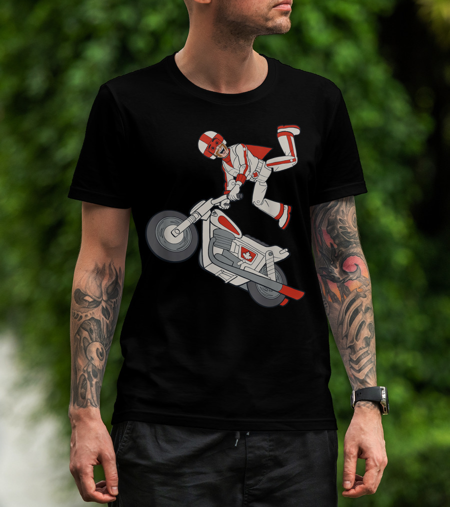 Disney Pixar Toy Story 4 Duke Caboom Canadian Motorcycle Stunt Rider T-Shirt