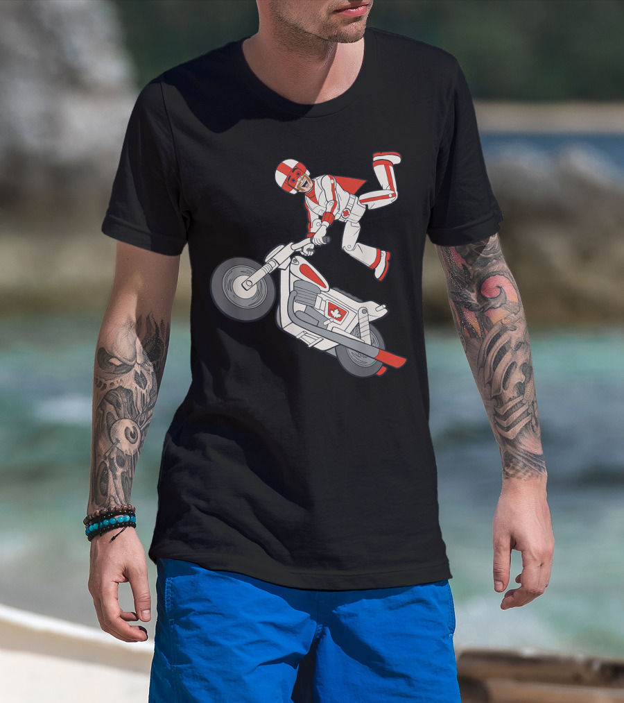 Disney Pixar Toy Story 4 Duke Caboom Canadian Motorcycle Stunt Rider T-Shirt