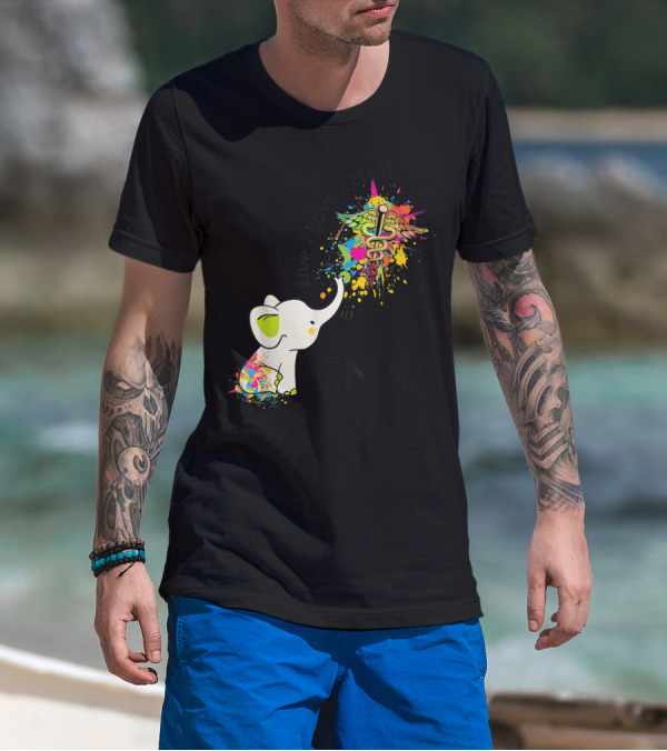 Elephant Live Love Heal CNA Colorful Caduceus T-Shirt
