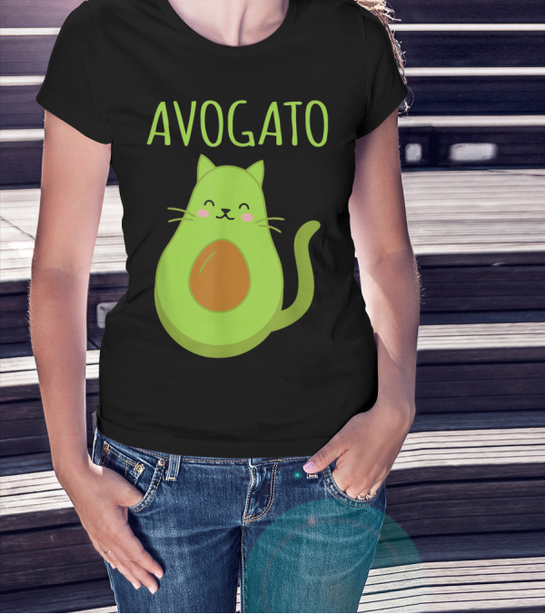 Avogato Funny Cat Avocado Kawaii T-Shirt