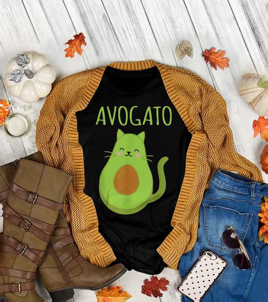 Avogato Funny Cat Avocado Kawaii T-Shirt
