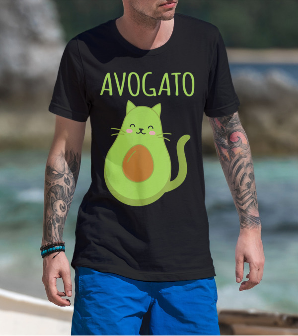 Avogato Funny Cat Avocado Kawaii T-Shirt