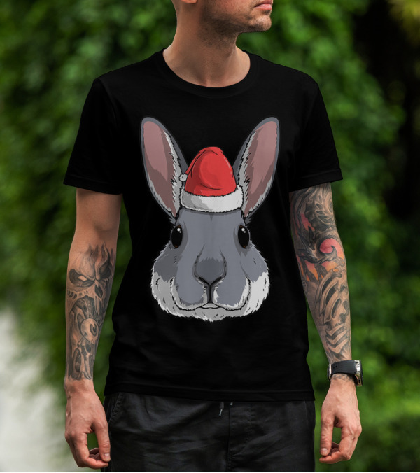 Bunny Rabbit Santa Claus Hat Christmas Xmas Festive Holiday Rabbit T-Shirt