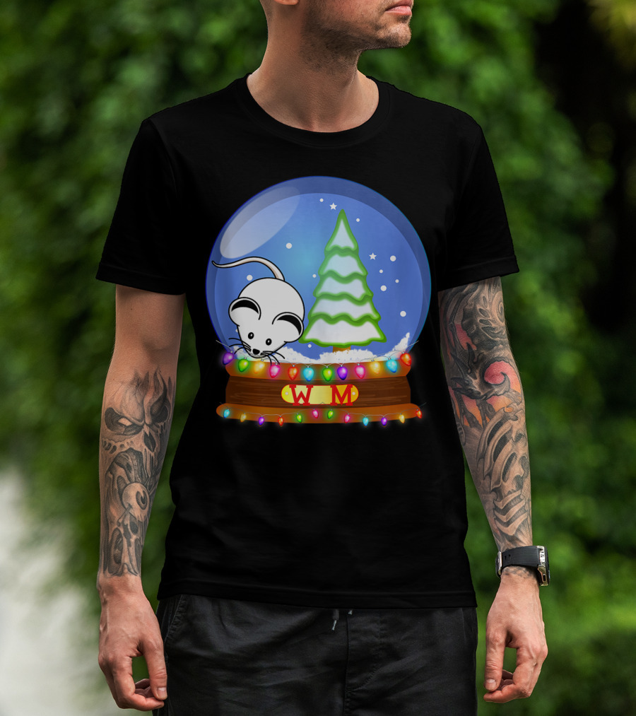 Christmas Snow Globe Santa White Mouse WM Tree T-Shirt
