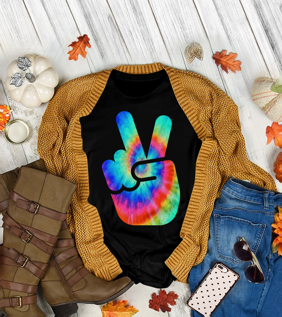 Cool Tie Dye Peace Hand T-Shirt
