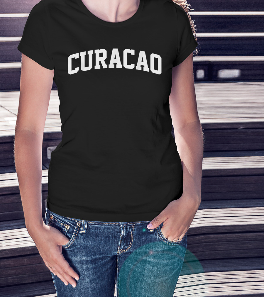 Curacao Vintage Sports Team Arch Text T-Shirt