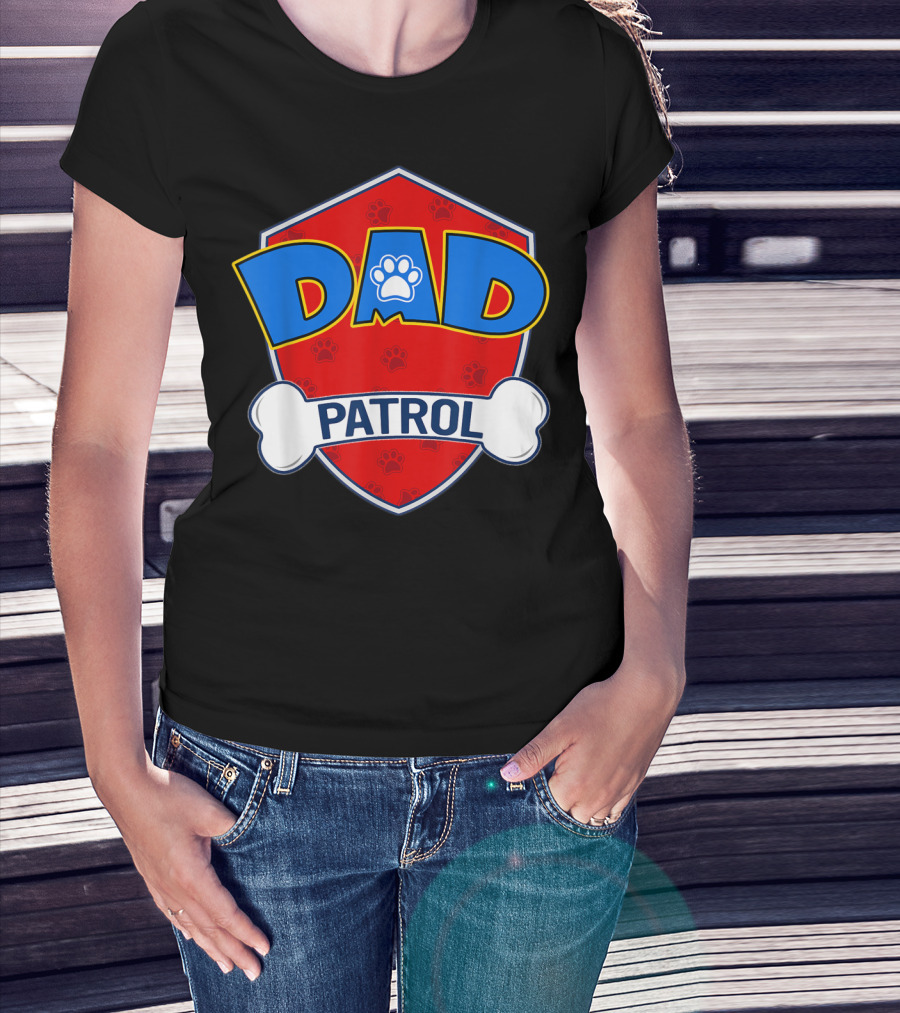 Dad Patrol Paw Print Shield T-Shirt