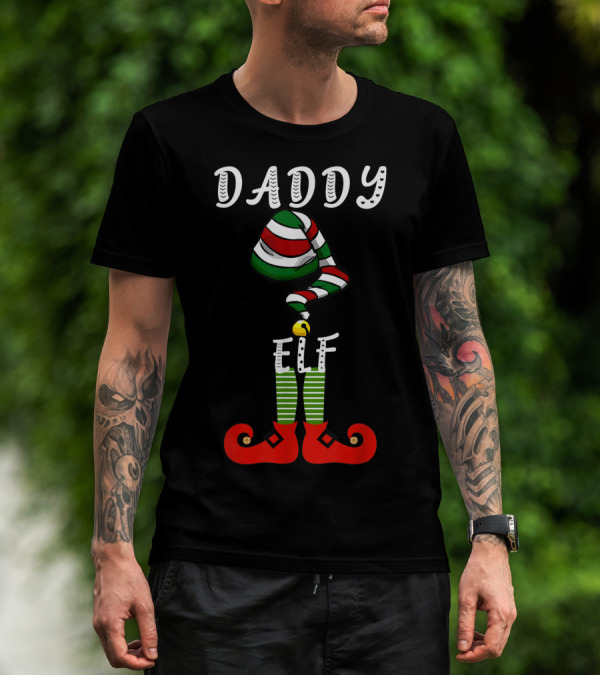 Daddy Elf Festive Family Christmas Holiday Group T-Shirt