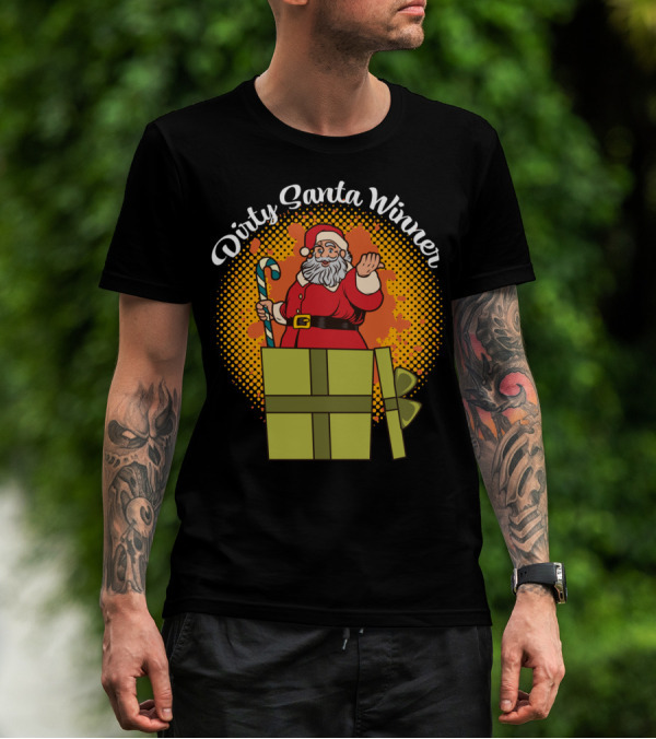 Dirty Santa Winner With Candy Cane And Christmas Gift Box T-Shirt