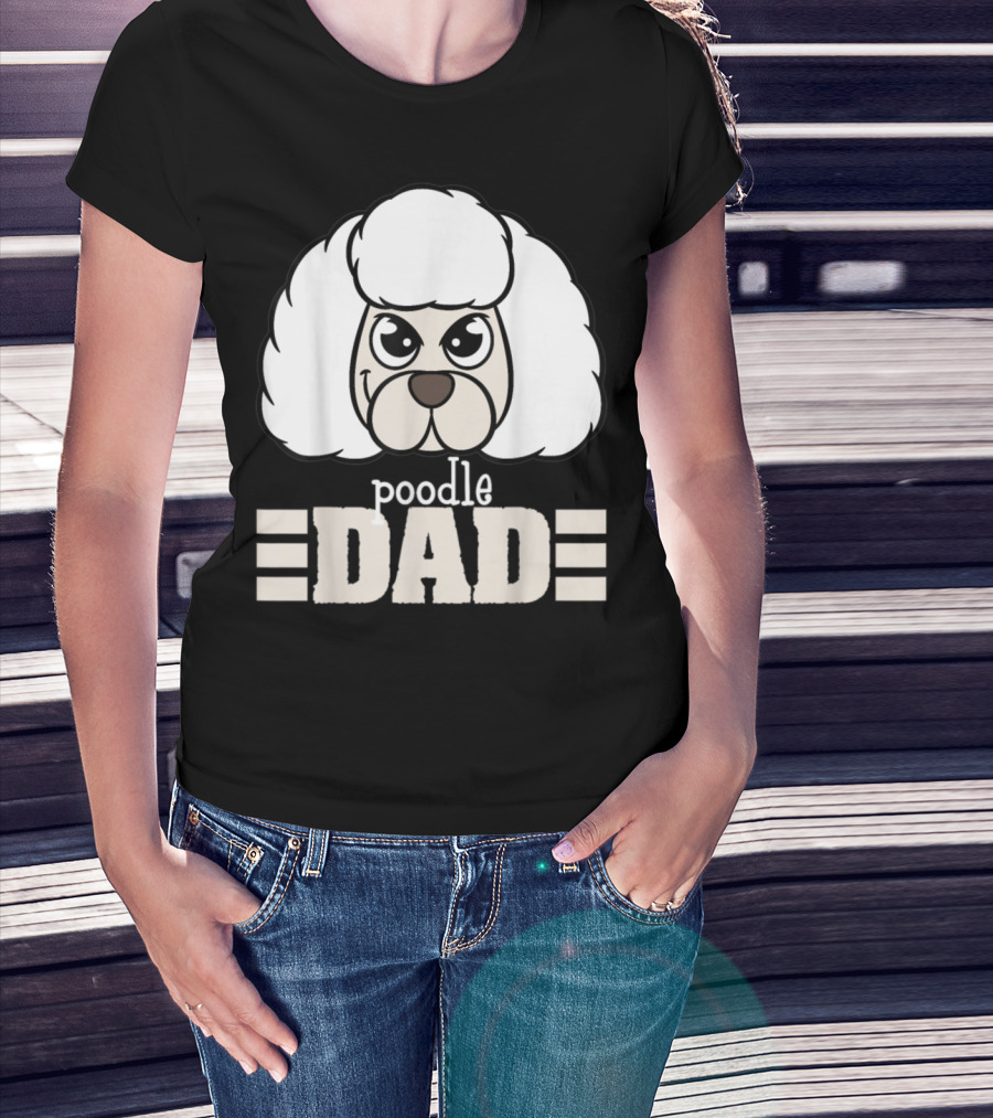 Poodle Dad Face Graphic With Text T-Shirt