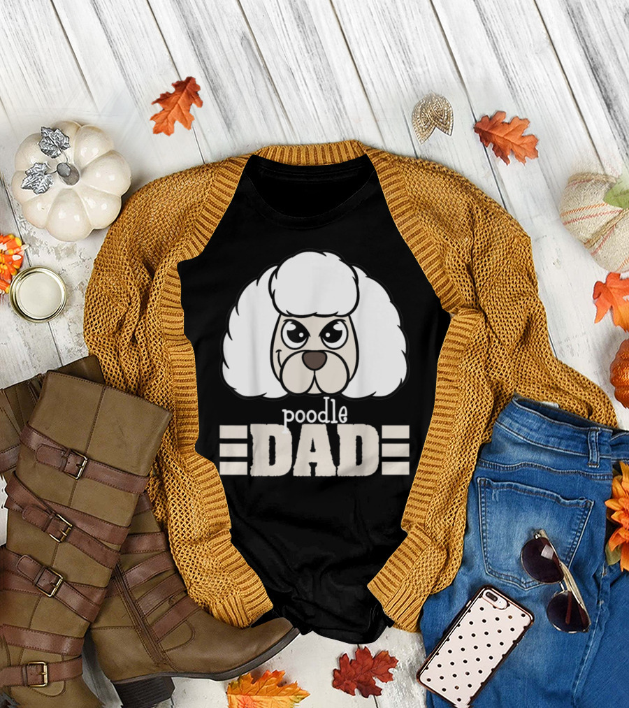 Poodle Dad Face Graphic With Text T-Shirt