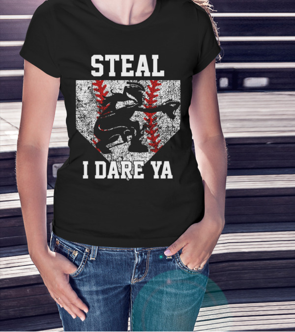 Steal I Dare Ya Girls Softball Catcher T-Shirt