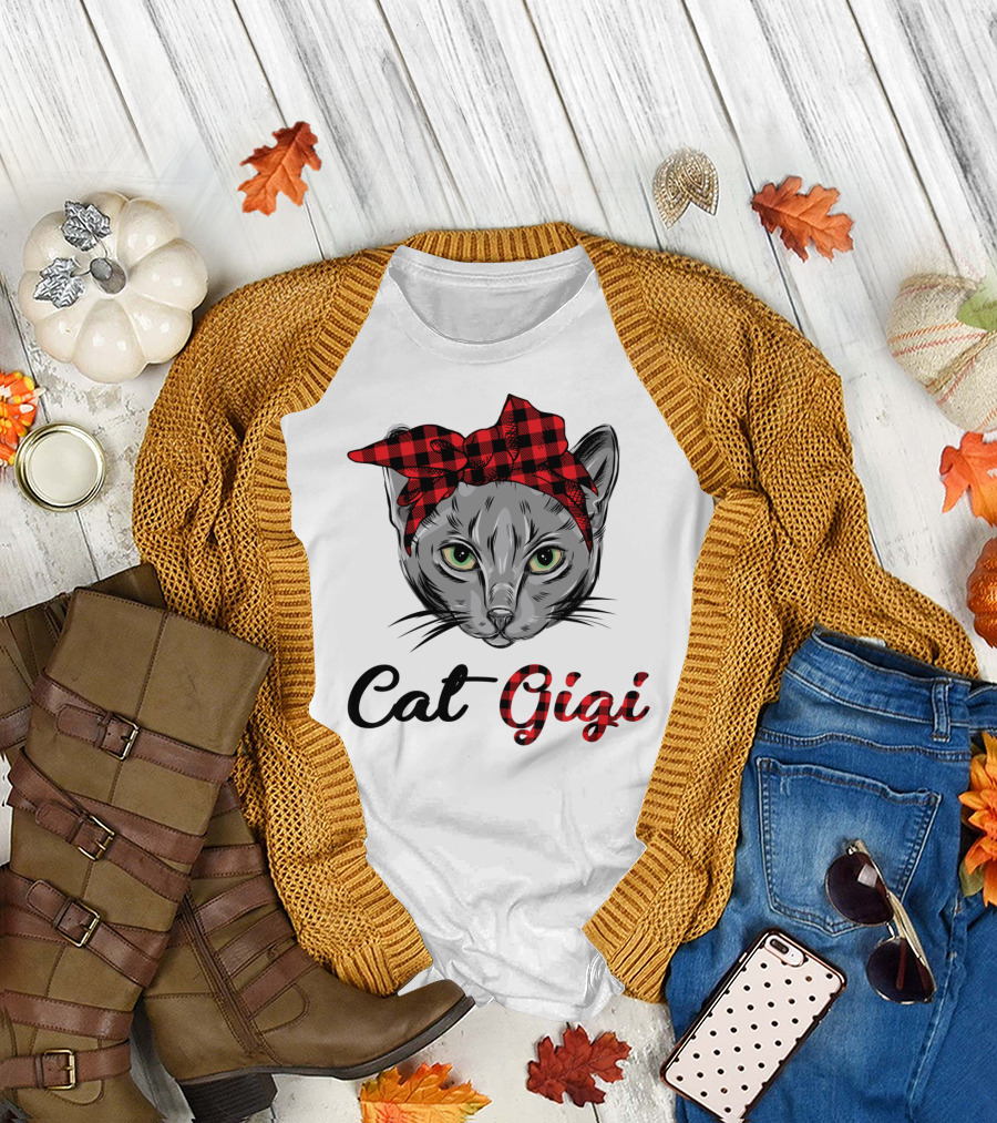 Cat Gigi Buffalo Plaid Grandma Pet T-Shirt