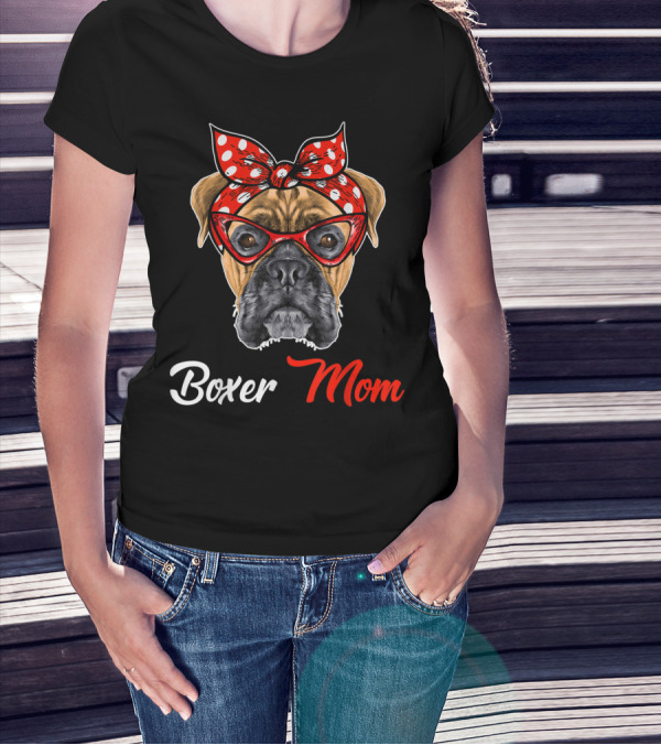 Boxer Mom Bandana Glasses T-Shirt
