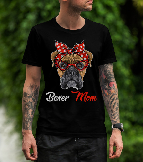 Boxer Mom Bandana Glasses T-Shirt