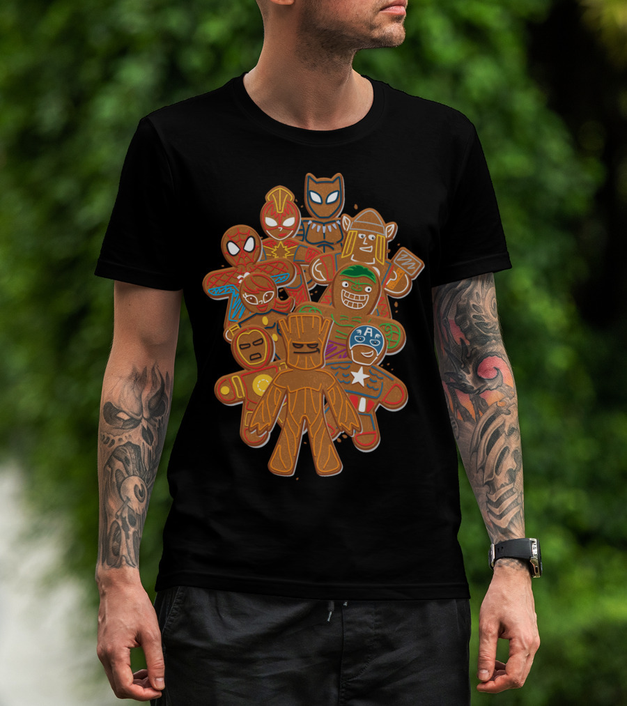 Marvel Avengers Superhero Gingerbread Cookie Cluster T-Shirt