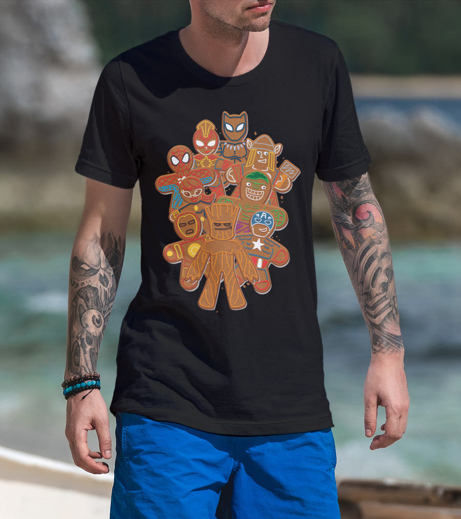 Marvel Avengers Superhero Gingerbread Cookie Cluster T-Shirt
