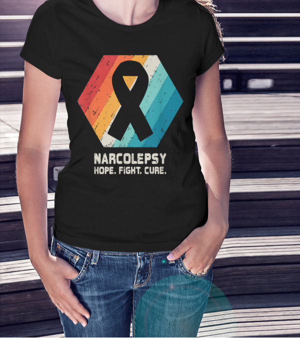 Narcolepsy Hope Fight Cure Ribbon Retro Awareness T-Shirt