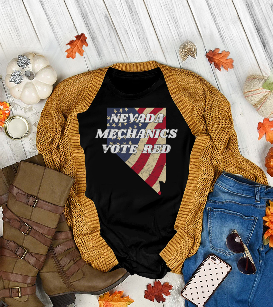 Nevada Mechanics Vote Red American Flag Shape T-Shirt