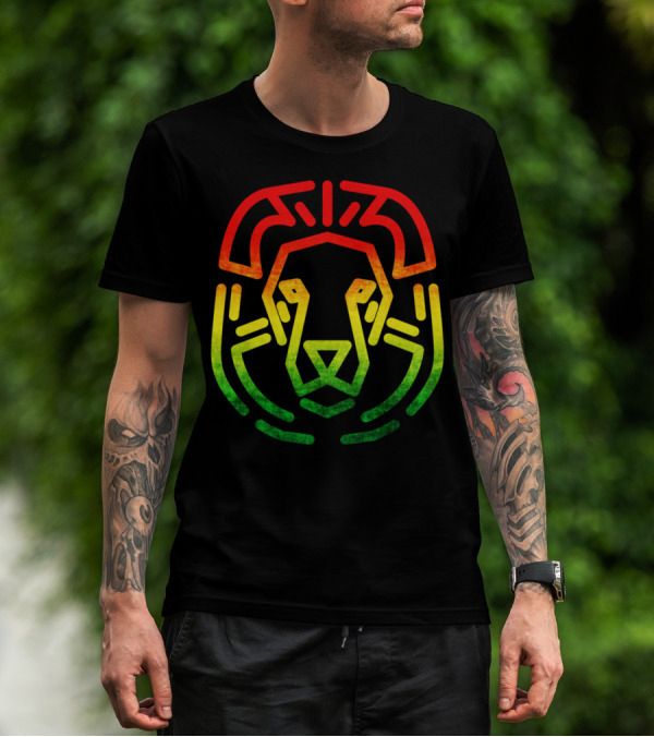 Rasta Flag Reggae Lion Jamaica Geometric T-Shirt