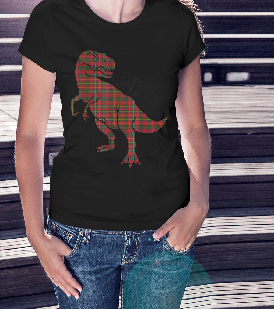 Sister Red Plaid Dinosaur T-Shirt