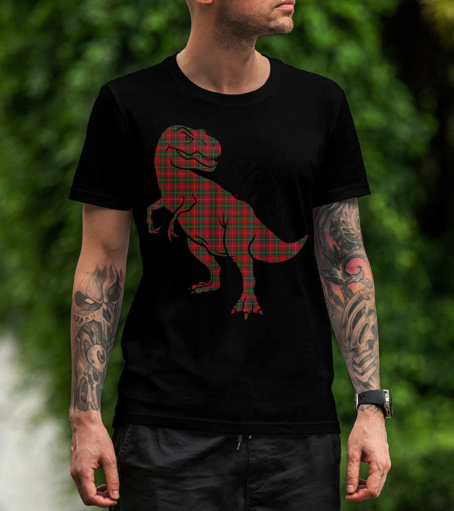 Sister Red Plaid Dinosaur T-Shirt