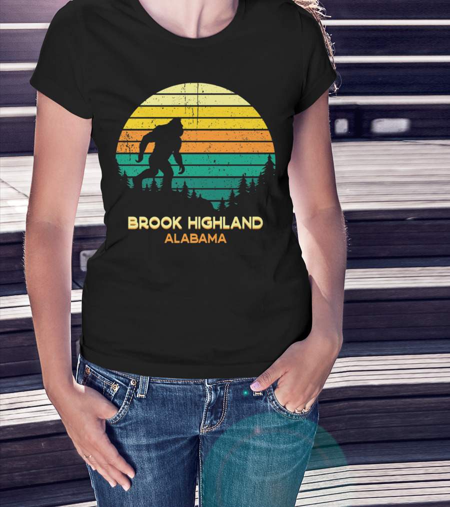 Brook Highland Alabama Retro Bigfoot Sunset T-Shirt