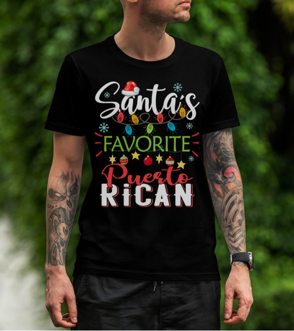Santa's Favorite Puerto Rican Christmas Lights Festive T-Shirt